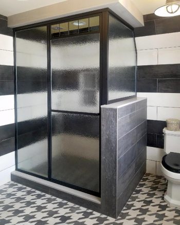 B1631 Custom Brassline with grill over door and glue chip glass and painted in matte black